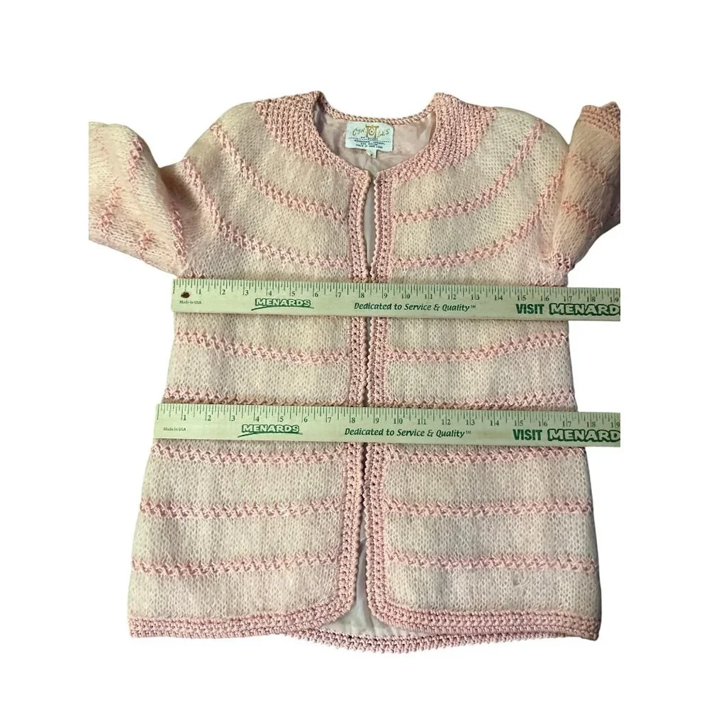 Vintage Cyn Les Mohair Wool Sweater Womens M Used Pink Short Sleeve Lined - Picture 7 of 13